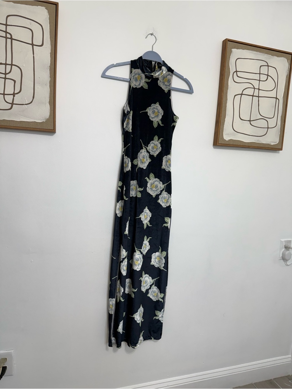MINKPINK Black Floral High-Neck Maxi Dress